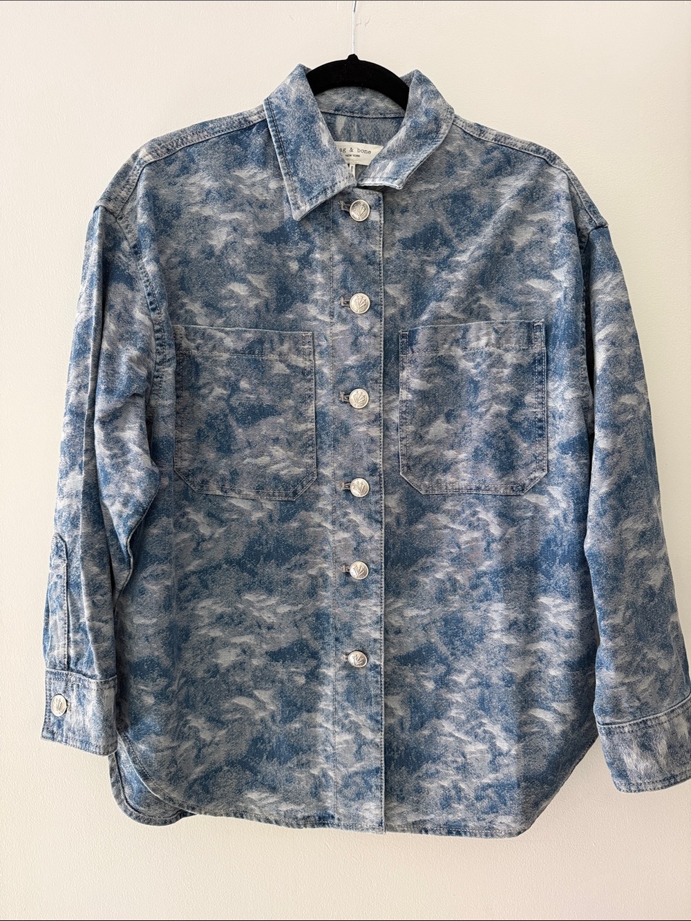 Rag & bone Woman Blue Denim Jaquard Button-Front Shirt